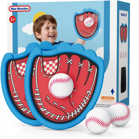 Wee Wonders Toss and Catch paddles with kid-friendly grip for easy outdoor play.