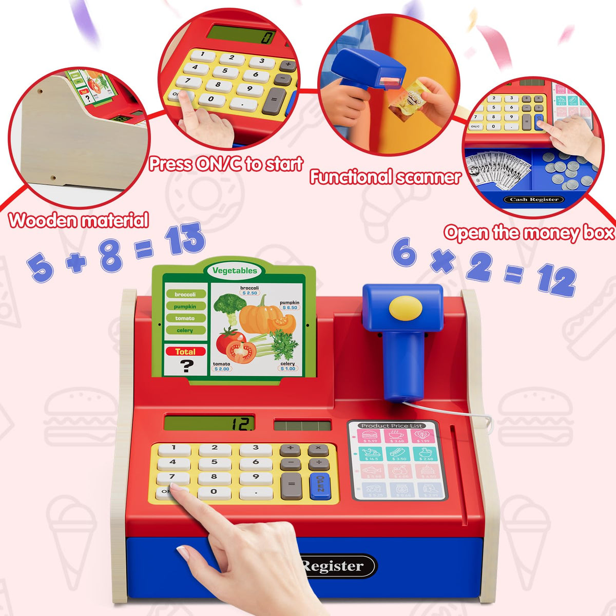 Wee Wonders blue card reader strengthens realistic checkout scenarios and responsibility.