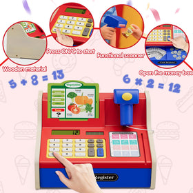 Wee Wonders blue card reader strengthens realistic checkout scenarios and responsibility.