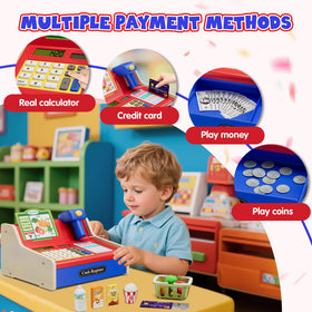 Wee Wonders blue cash drawer opens for pretend funds and rewards.