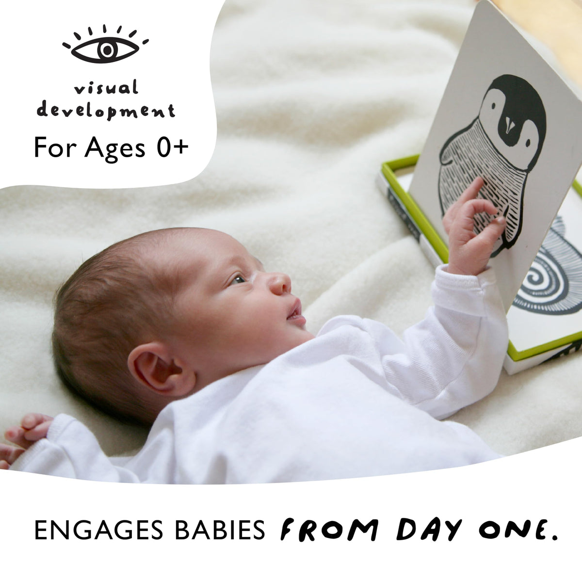 Wee Gallery high-contrast black-white card promotes early attention with crisp contrasts