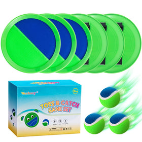Weehoey toss and catch set with six paddles for backyard play.
