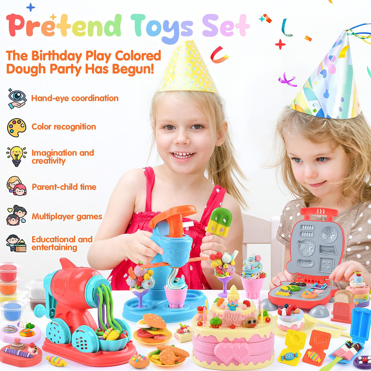 WeeHomm 4-in-1 color dough set pancake hamburger playset encourages storytelling