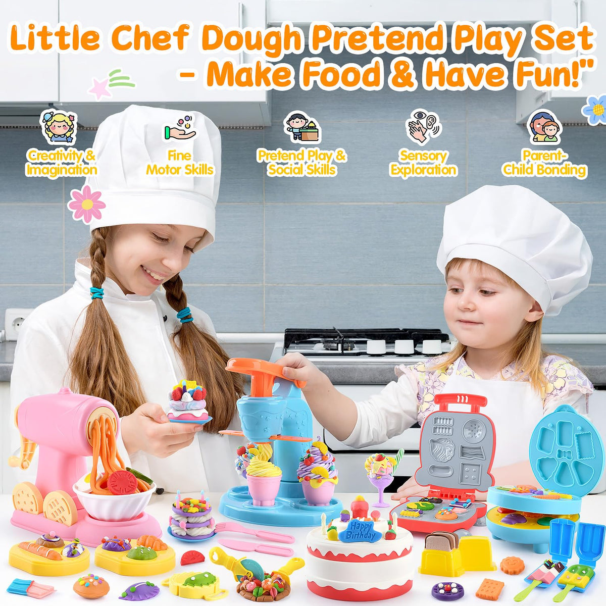WeeHomm color dough cake station supports creative storytelling and color-shape recognition.
