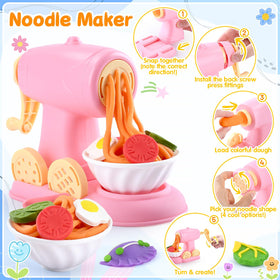 WeeHomm color dough noodle station encourages sequencing and manual dexterity.