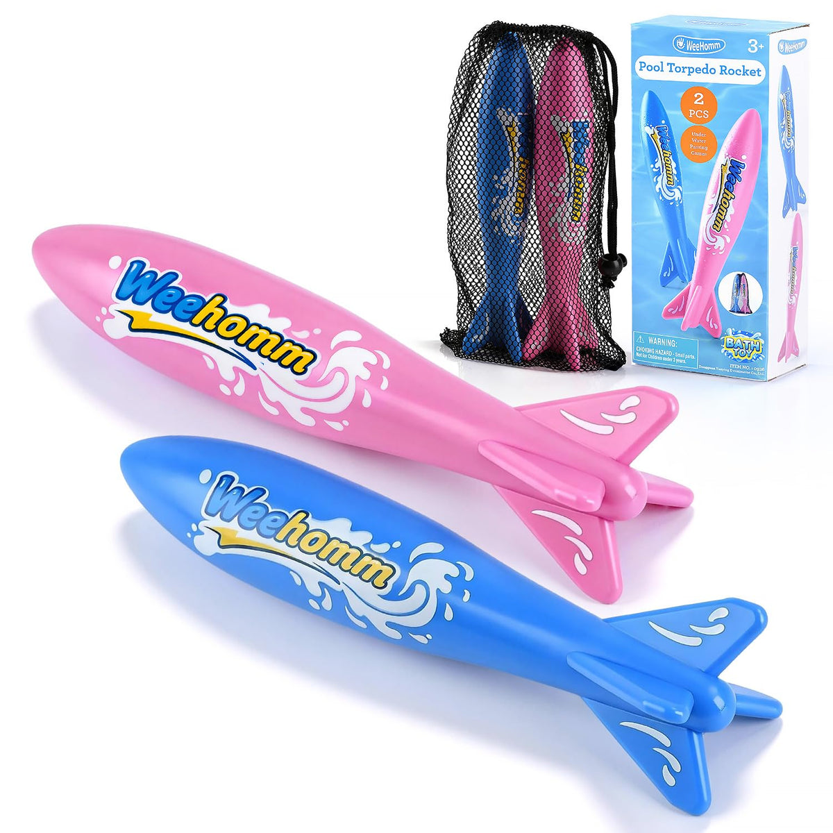 WeeHomm 9-inch torpedo pool toy front view for visibility