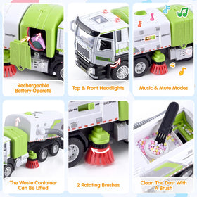 WeeHomm garbage truck carriage lift enables loading and unloading pretend recyclables.