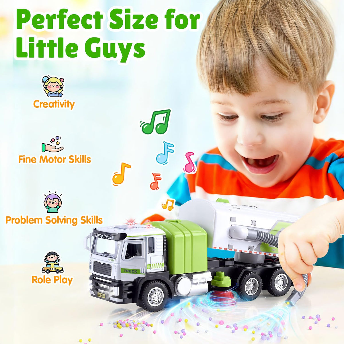WeeHomm garbage truck street sweeping mode—perfect for imaginative outdoor play.