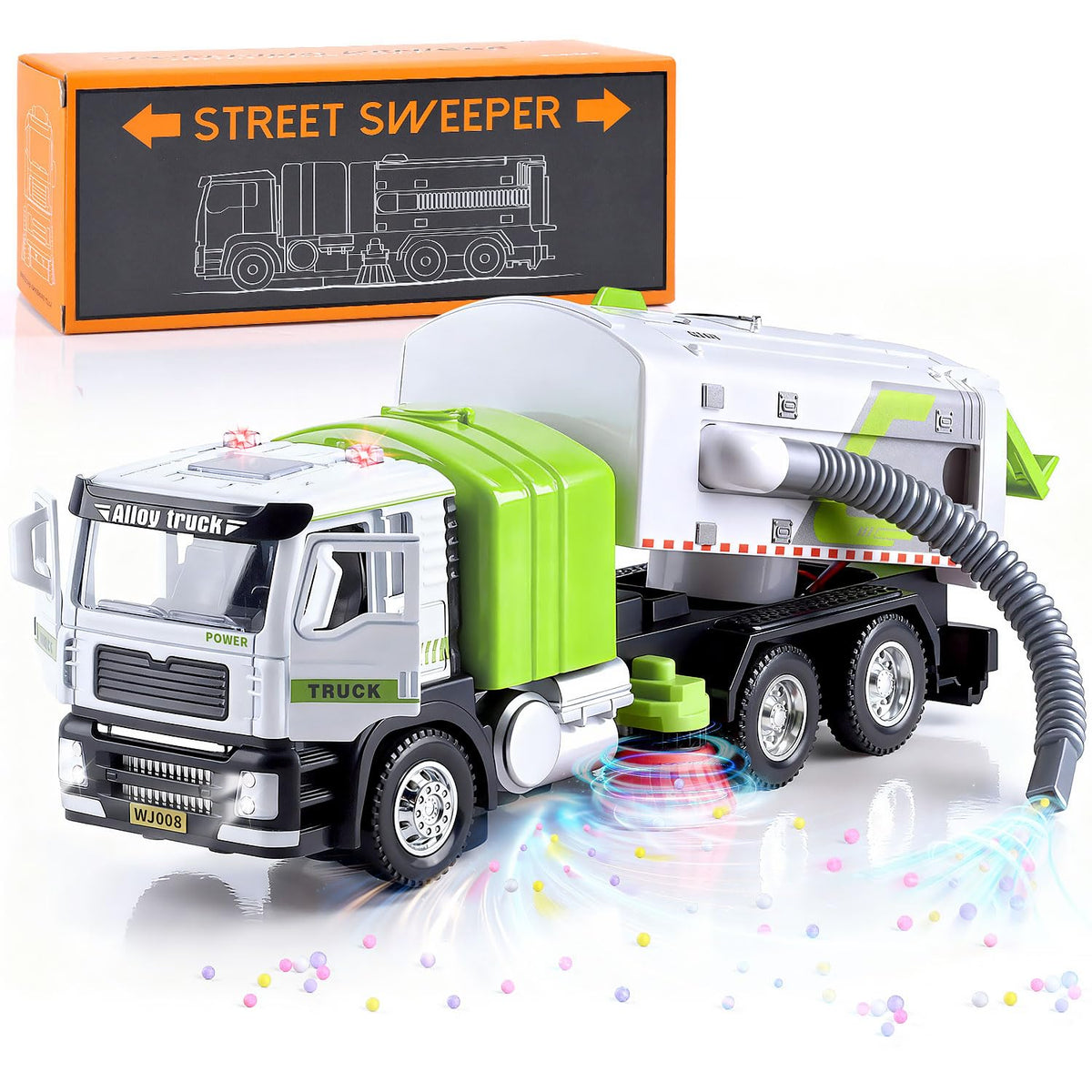 WeeHomm garbage truck vacuum function for realistic cleaning play.