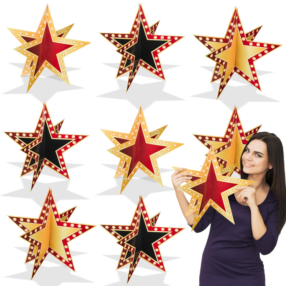 Weekgrat 18-piece star centerpieces for 12-inch tables boost movie night ambiance.