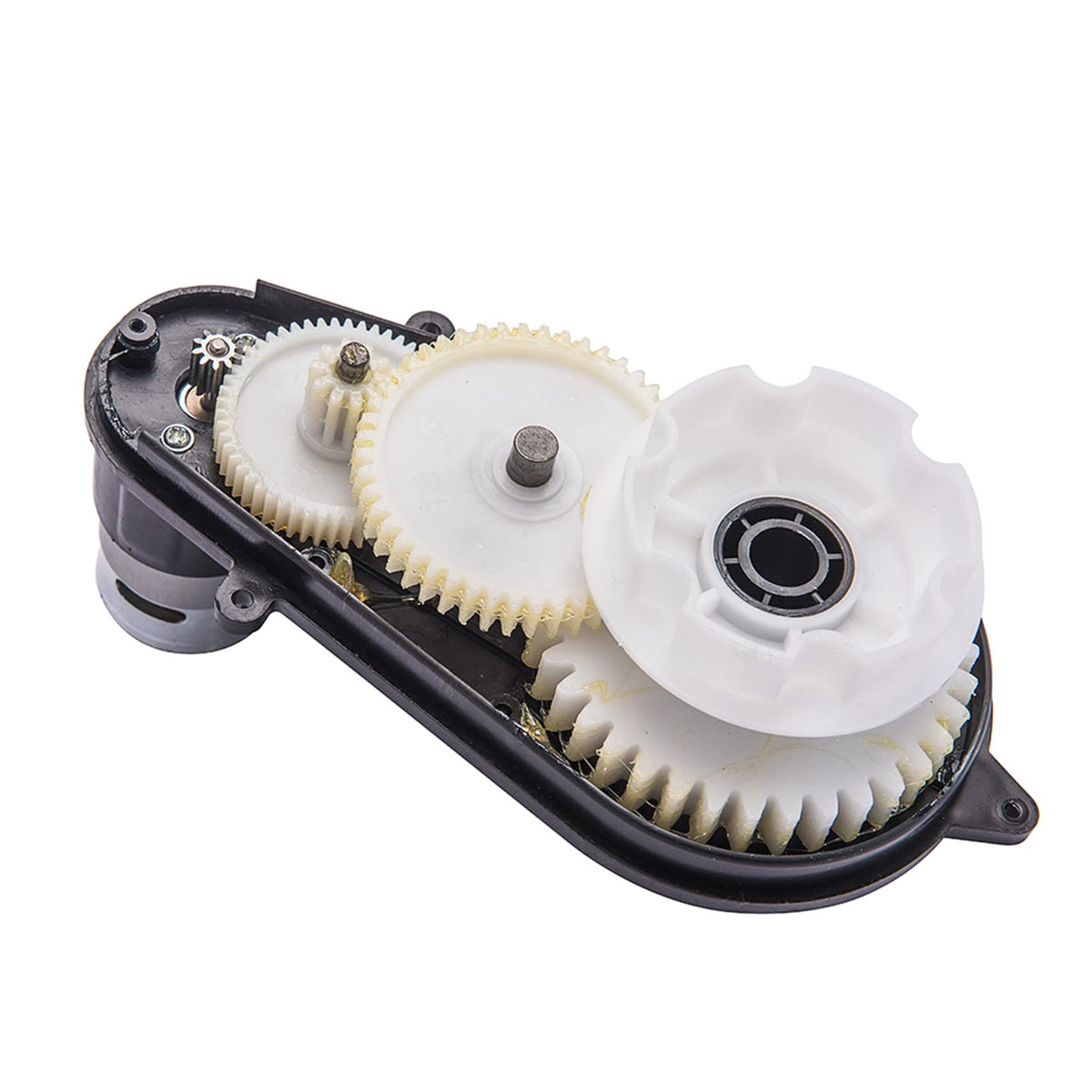 Weelye 12V550 shaft 12mm hole detail for precise gearing fit.