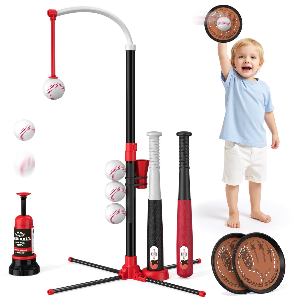 Wee Wonders 4-in-1 T-Ball hanging tee boosts hand-eye coordination during outdoor play
