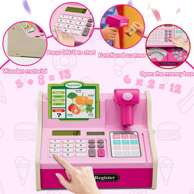 Wee Wonders wooden cash register durable wood construction ready for energetic play