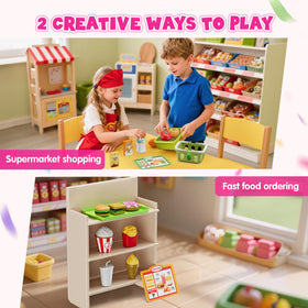 Wee Wonders wooden cash register food menus for dining role-play