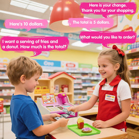 Wee Wonders wooden cash register kid-friendly design to inspire imaginative play