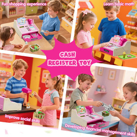 Wee Wonders wooden cash register play money and coins for authentic transactions