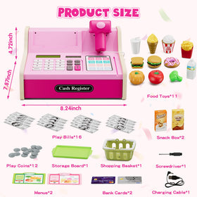Wee Wonders wooden cash register shopping basket for organizing pretend groceries