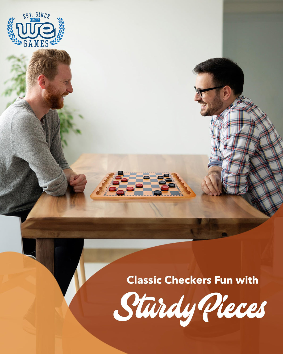 WE Games 24 red and black checkers pieces for balanced competition.