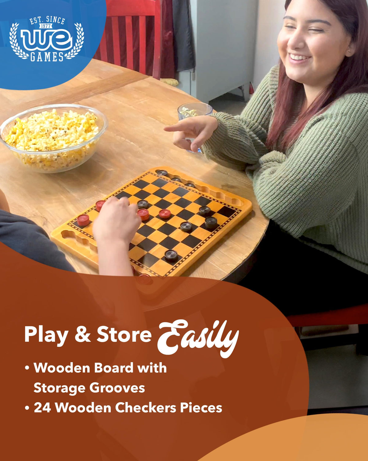 WE Games portable travel checkers board ready for on-the-go fun.