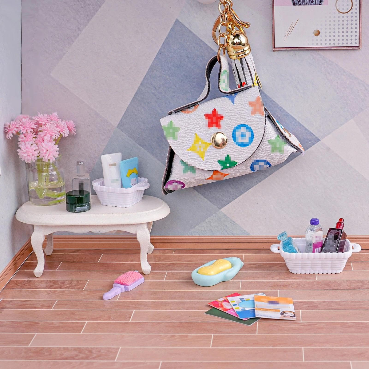 WEHOO makeup cabinet adds stylish storage to the dollhouse.