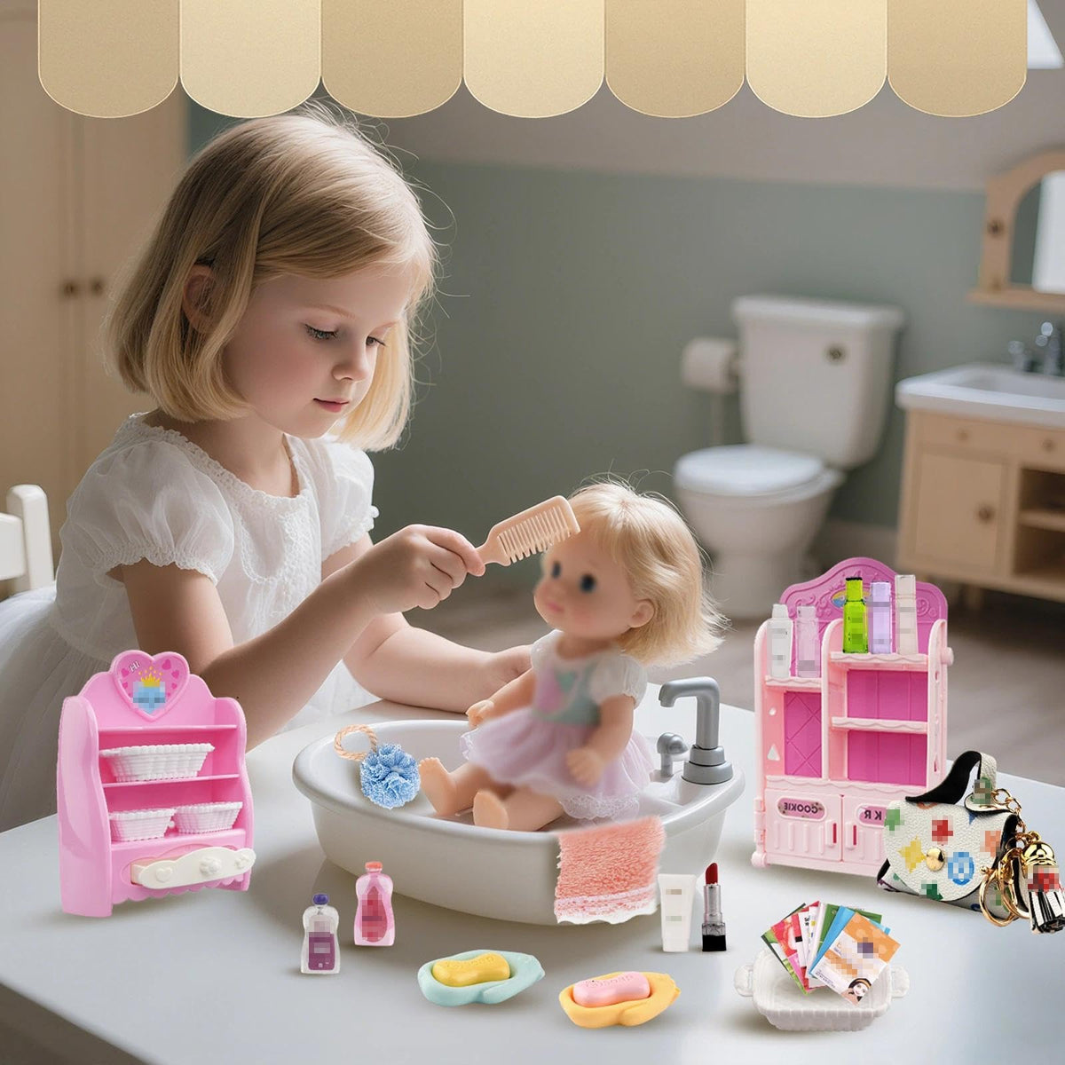 WEHOO mini hair dryer and comb for detailed styling play.