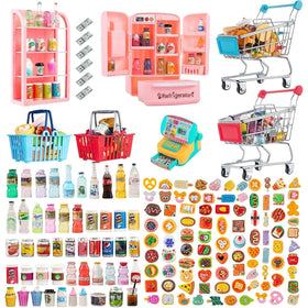 Wehoo red mini shopping cart with realistic details for dollhouse scenes