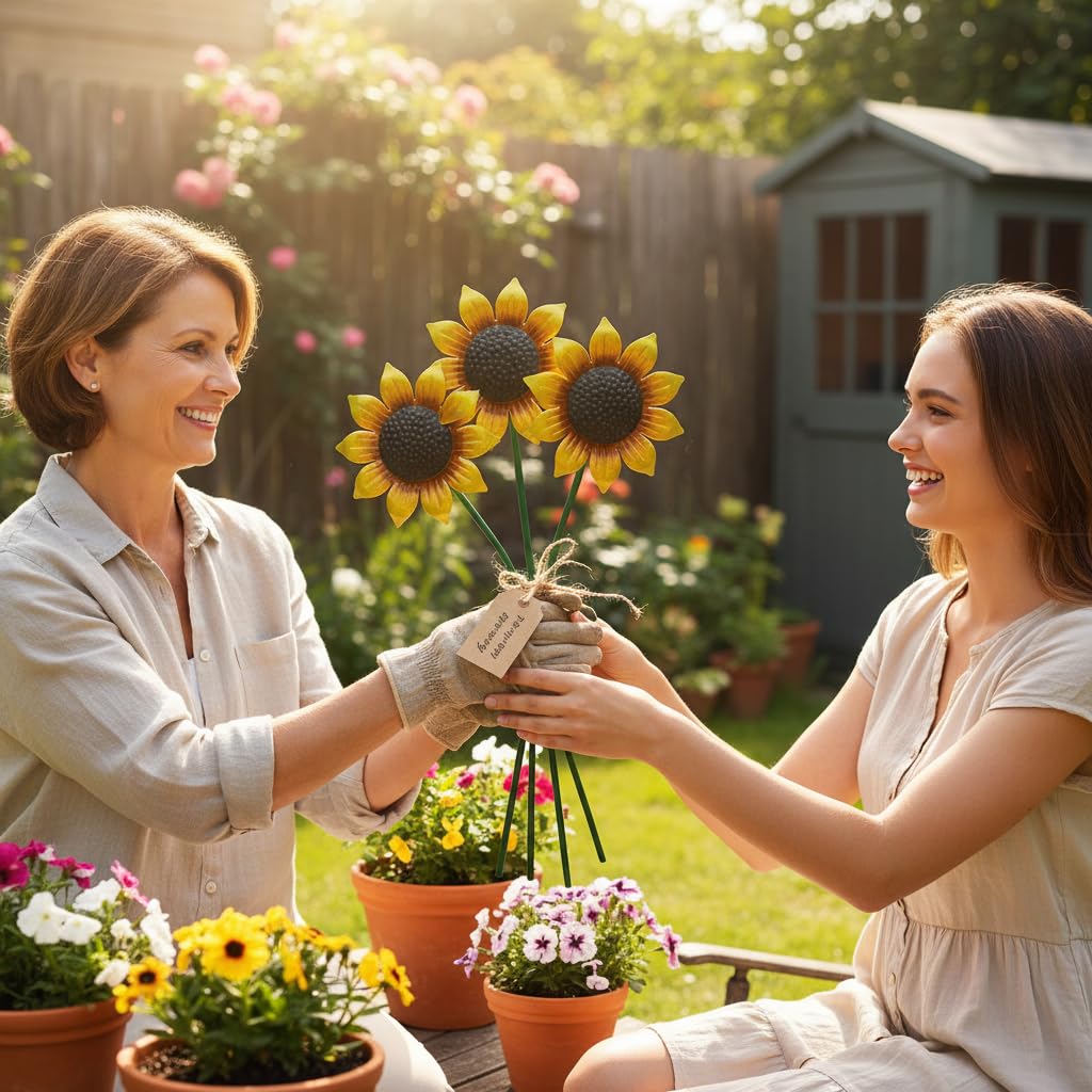 Weibefee sunflower garden stake pack offers vibrant outdoor accents.