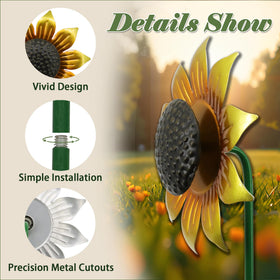 Weibefee sunflower garden art stake enhances front yard charm.