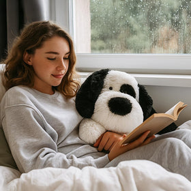 WEIGEDU bedtime companion dog plush for night routines