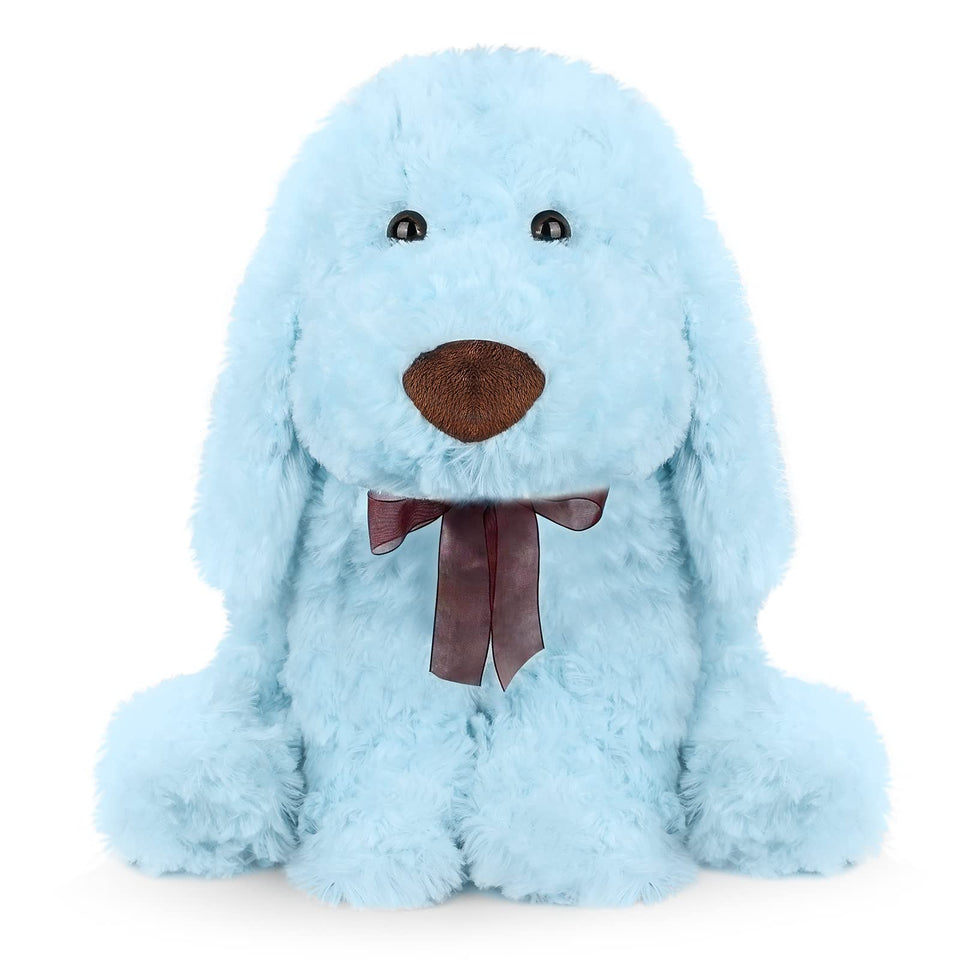 WEIGEDU blue goldendoodle plush front view, ideal cuddle buddy for kids