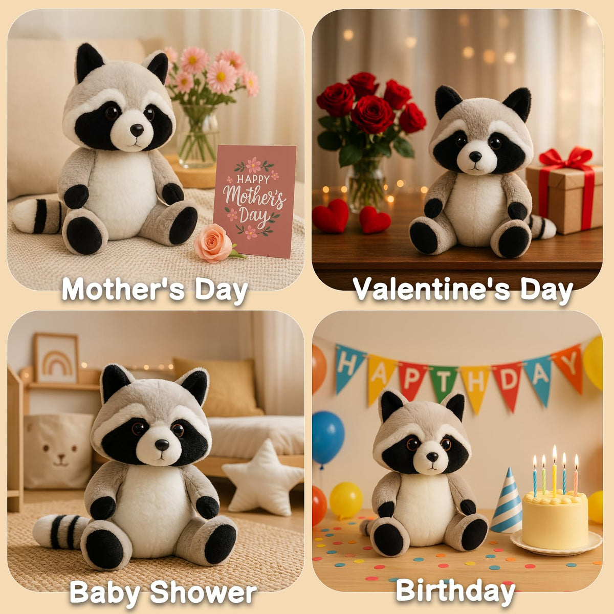 WEIGEDU Coon raccoon plush portable companion for travel.