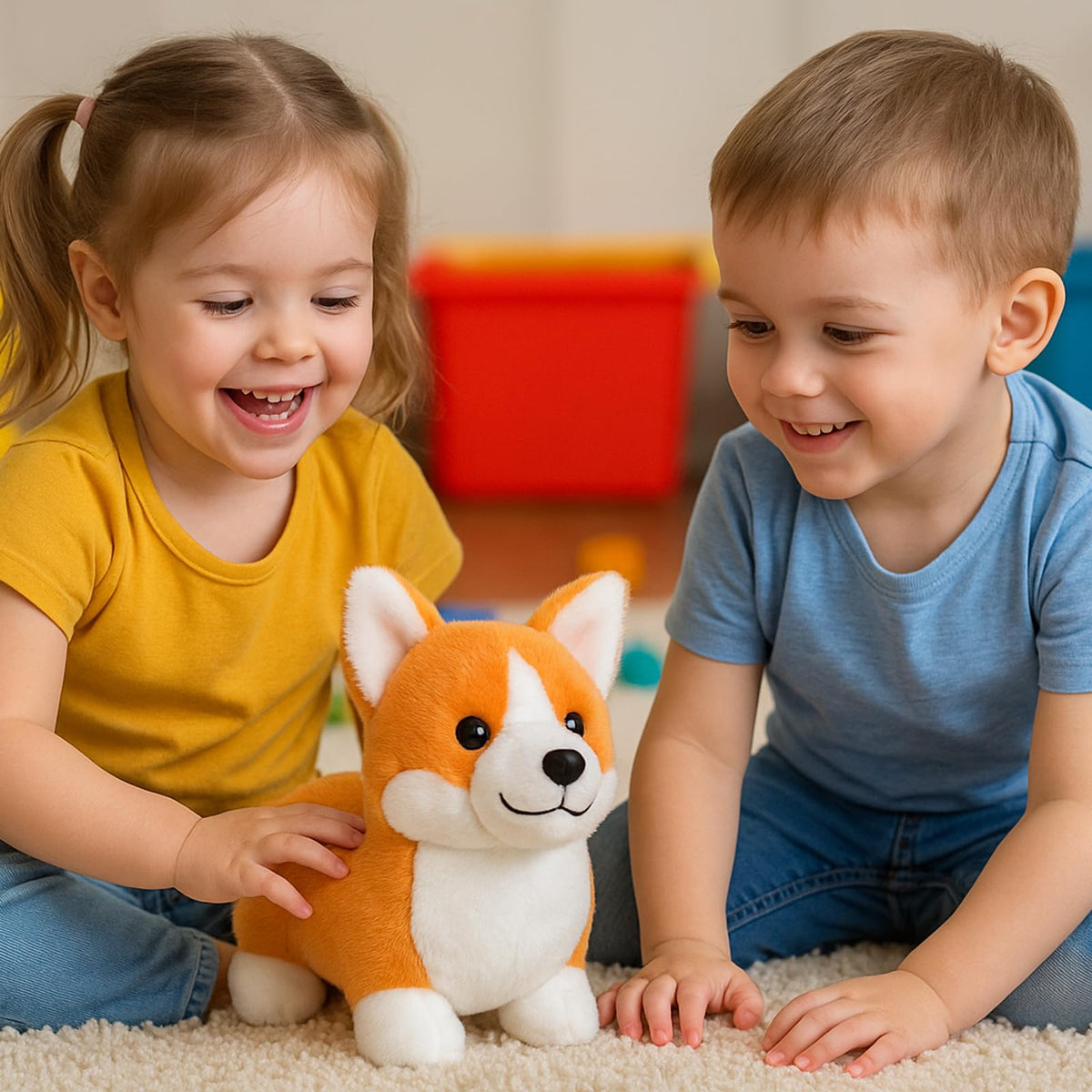 WEIGEDU Corgi Plush Toy fits as a comforting bedtime companion or decorative accent.
