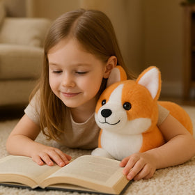 WEIGEDU Corgi Plush Toy uses ultra-soft fabric for gentle hugs and safe play.