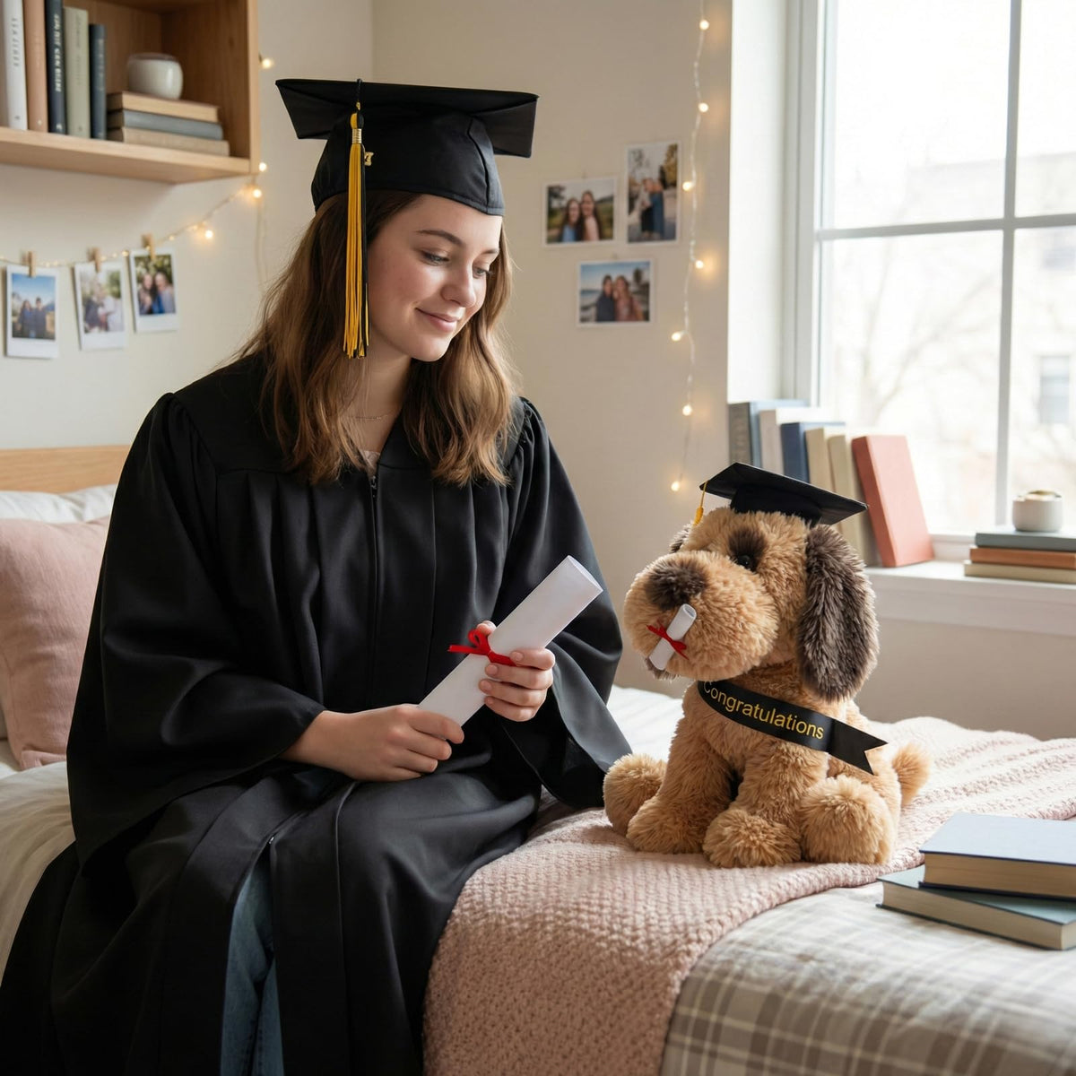 WEIGEDU cuddly graduation puppy plush ready as a gift