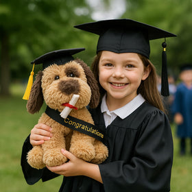 WEIGEDU plush dog with Doctoral Tam Hat ideal for graduates