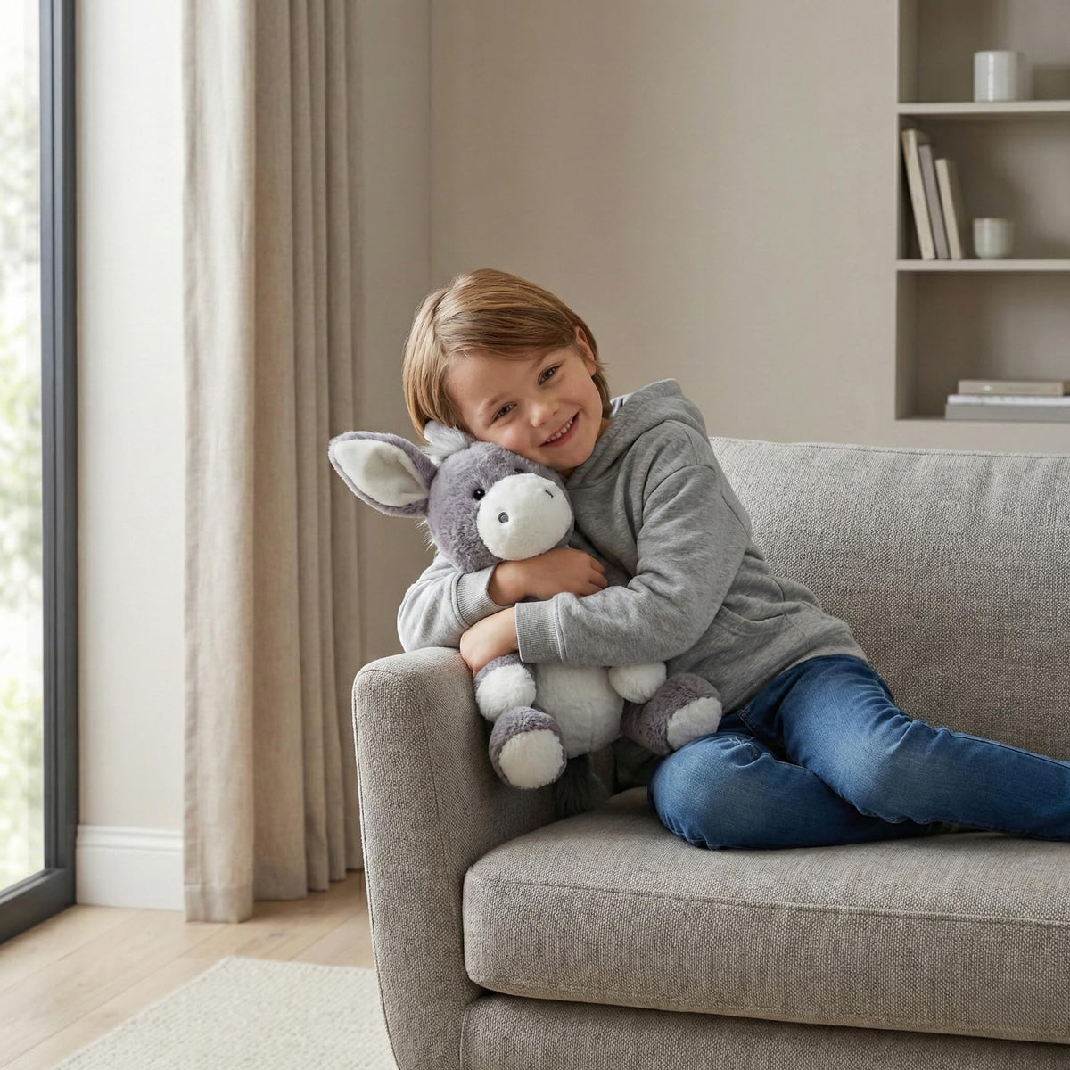WEIGEDU gray donkey plush ears capturing the charming farm animal design.