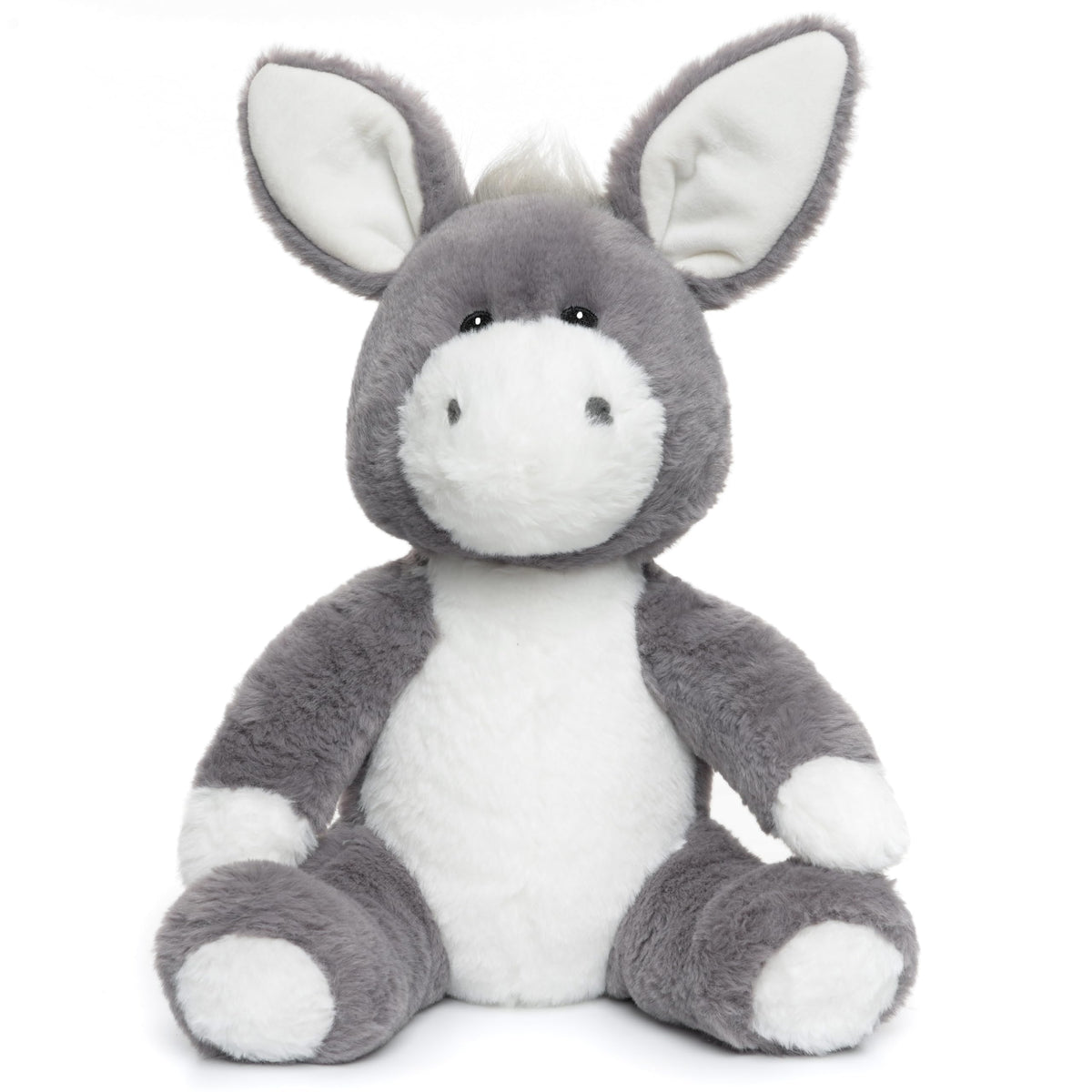 WEIGEDU gray donkey plush front view showing cozy hugs and soft texture.