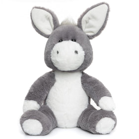WEIGEDU gray donkey plush front view showing cozy hugs and soft texture.