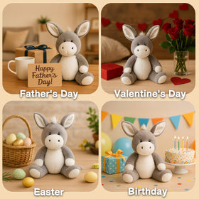 WEIGEDU gray donkey plush gift-ready option for birthdays or baby showers.