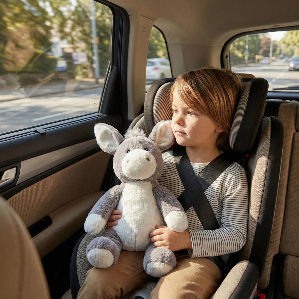 WEIGEDU gray donkey plush in nursery decor adding soft presence.