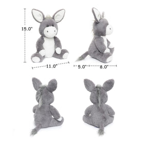 WEIGEDU gray donkey plush packaging signaling a ready-to-gift present.
