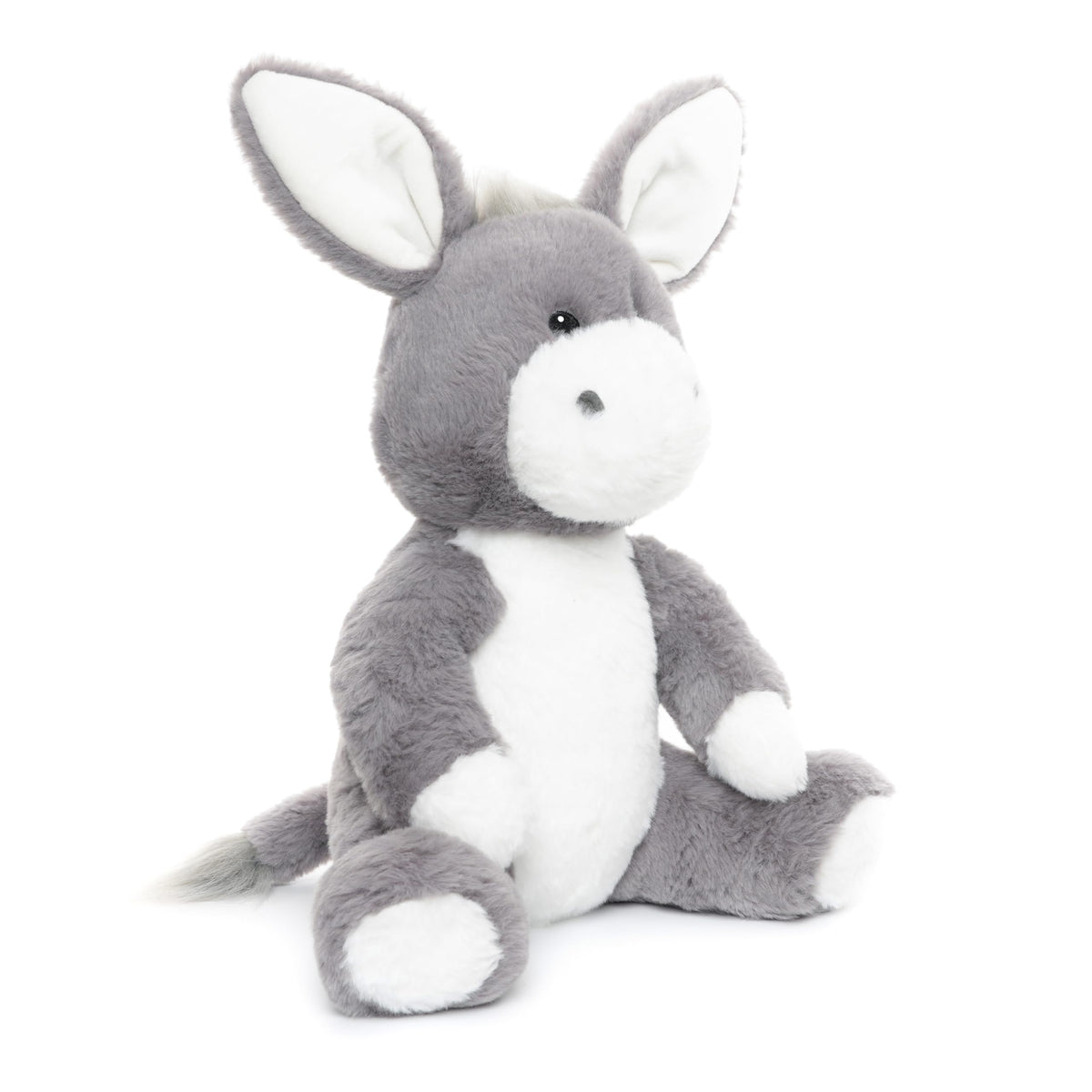 WEIGEDU gray donkey plush side view highlighting portable cuddle partner.