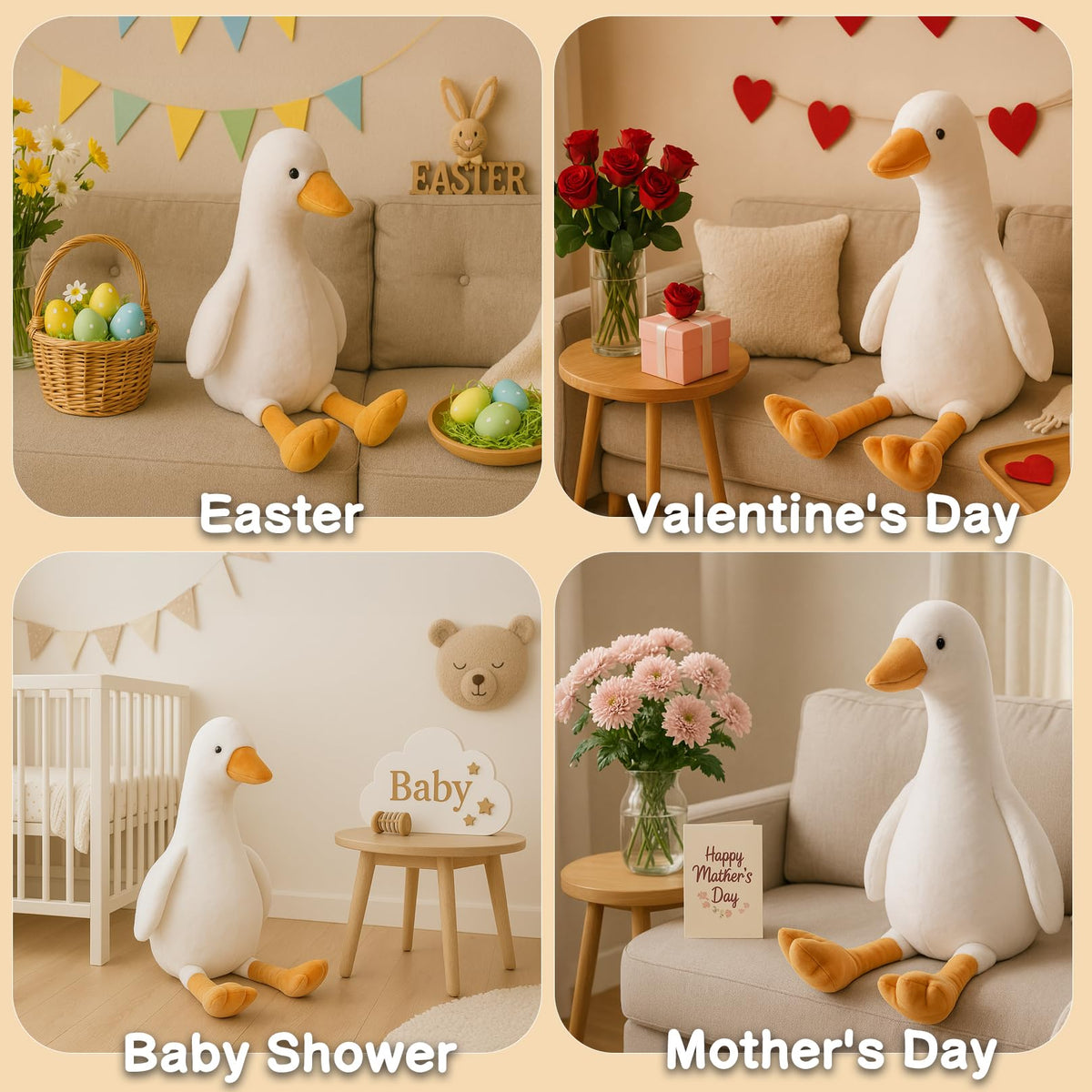 WEIGEDU goose plush as a cozy decor accent in a nursery