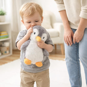 WEIGEDU King Penguin soft plush texture for cozy bedtime and relaxed playtime.