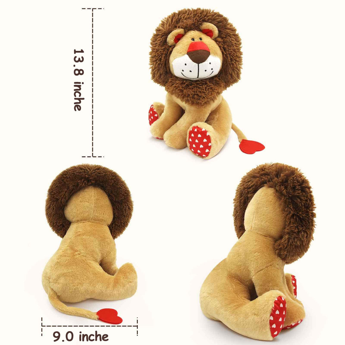 WEIGEDU Love Lion 13.8-inch plush size is ideal for all ages.