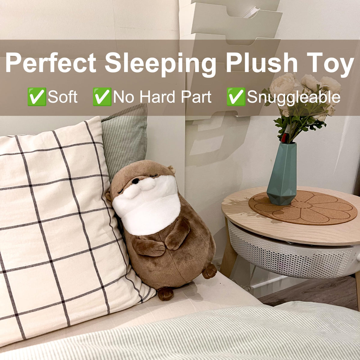 WEIGEDU Otter plush suitable for bedtime snuggles and cozy evenings.