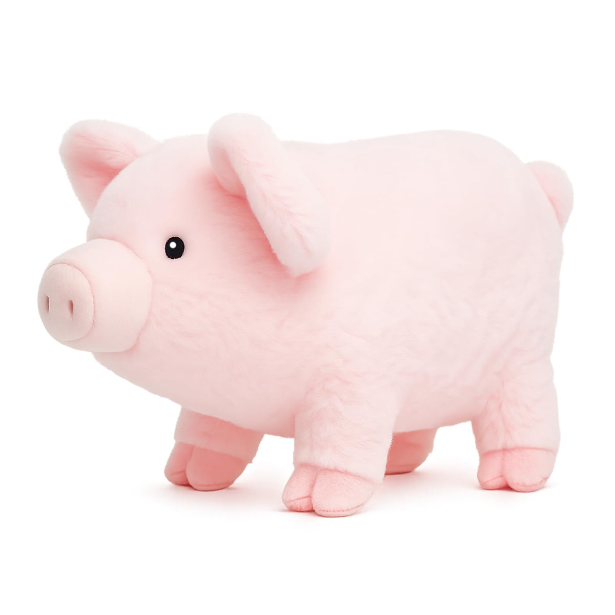 WEIGEDU piglet pink plush face closeup, ultra-soft cuddle partner for babies.