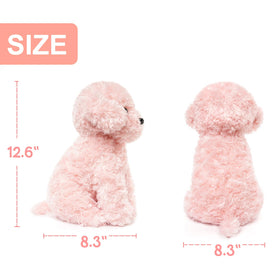 WEIGEDU pink puppy plush close-up highlights cozy fluffy texture.