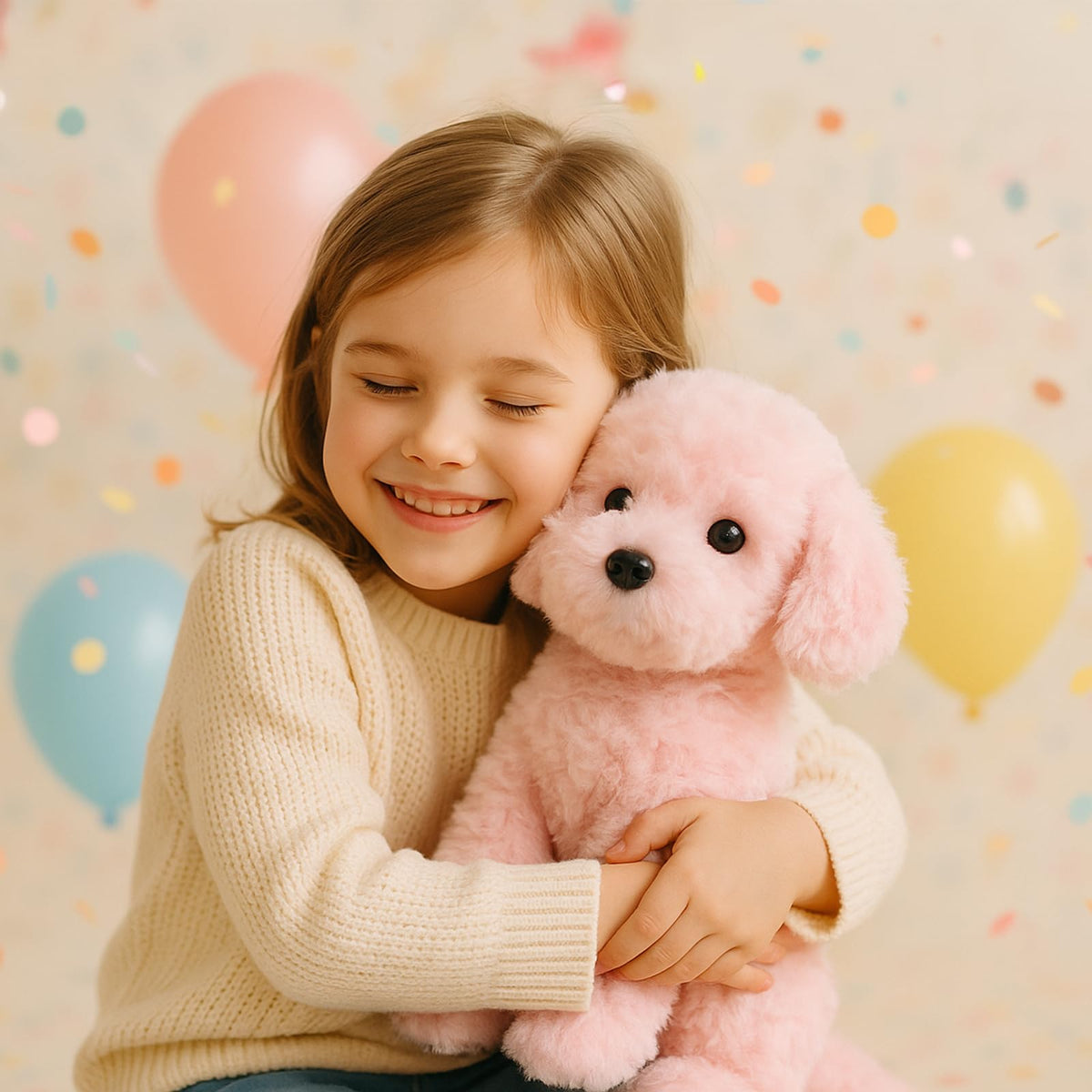 WEIGEDU pink poodle-bichon-maltese plush enhances room decor for kids.
