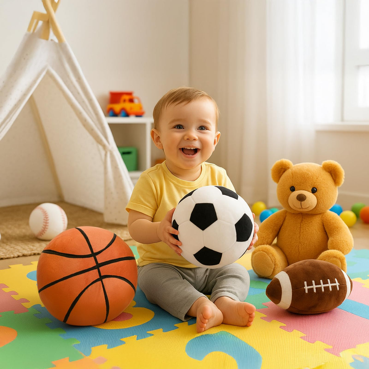 WEIGEDU plush baseball toy, compact size for tiny hands